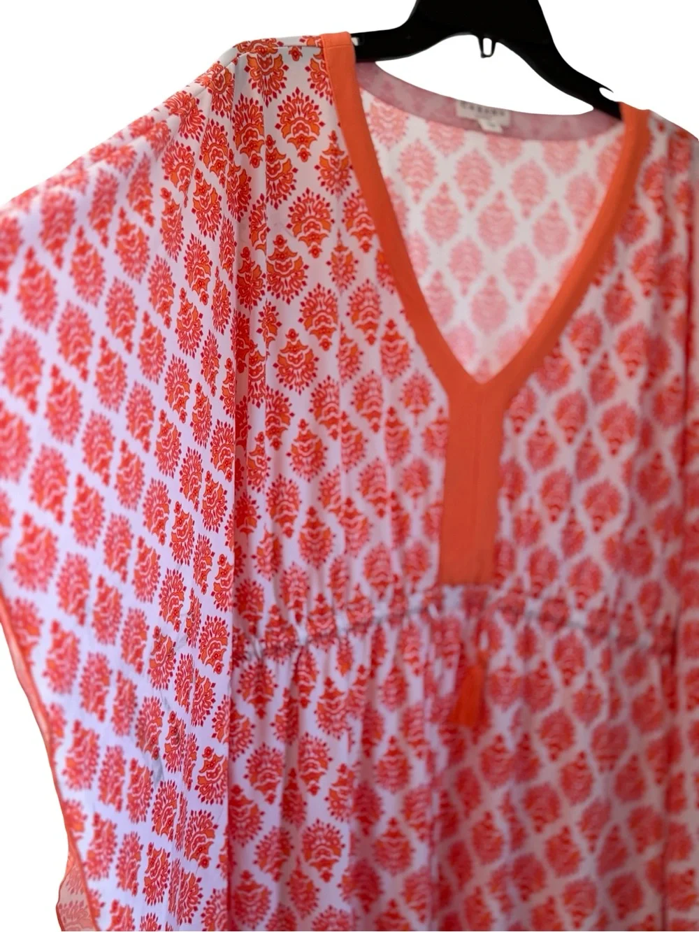 Cabana Life Coral Printed V-Neck Tunic Dress/Swim Cover-Up